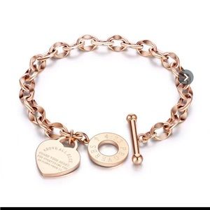 Rose gold bracelet and silver bracelet
